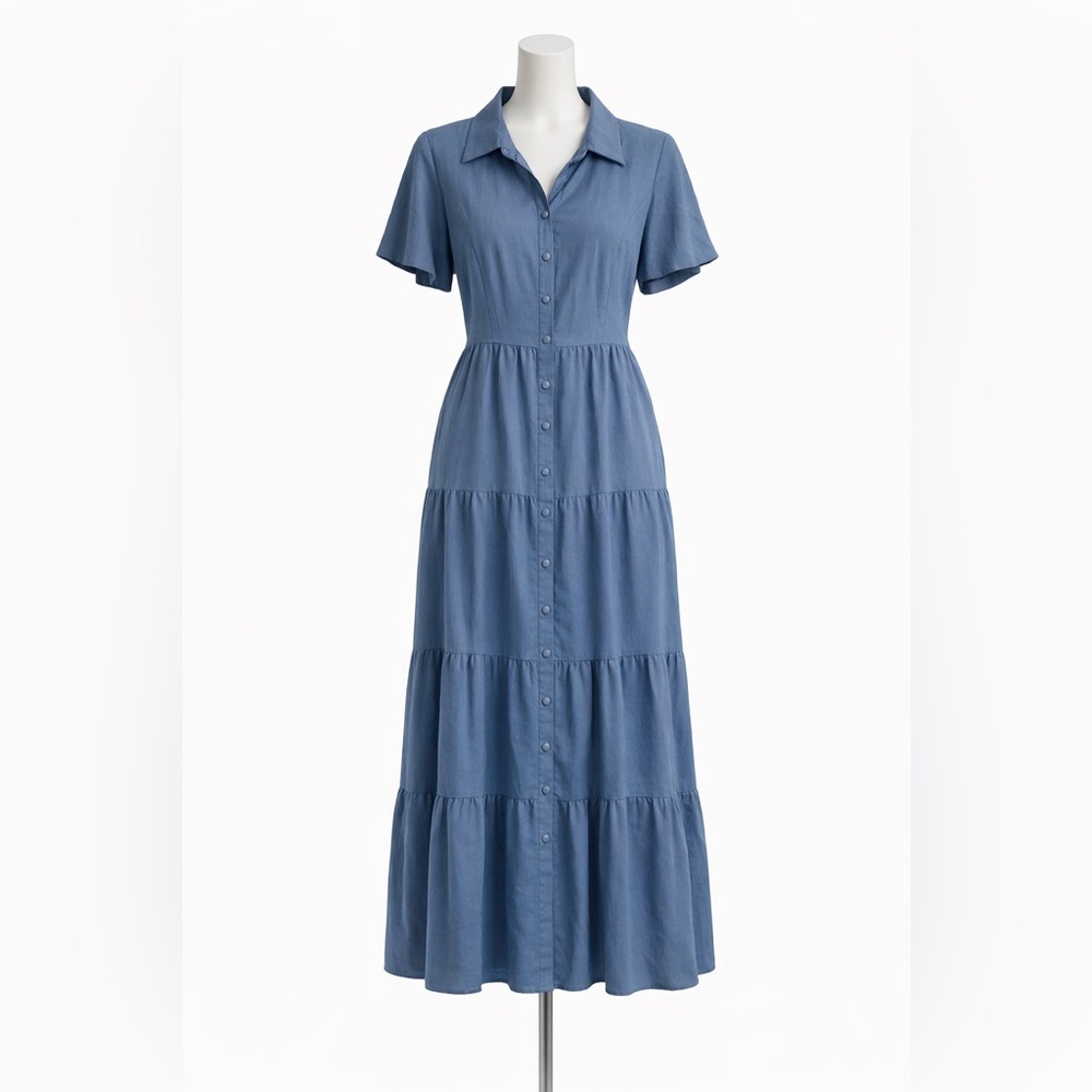 Chic Denim Blue Maxi Dress